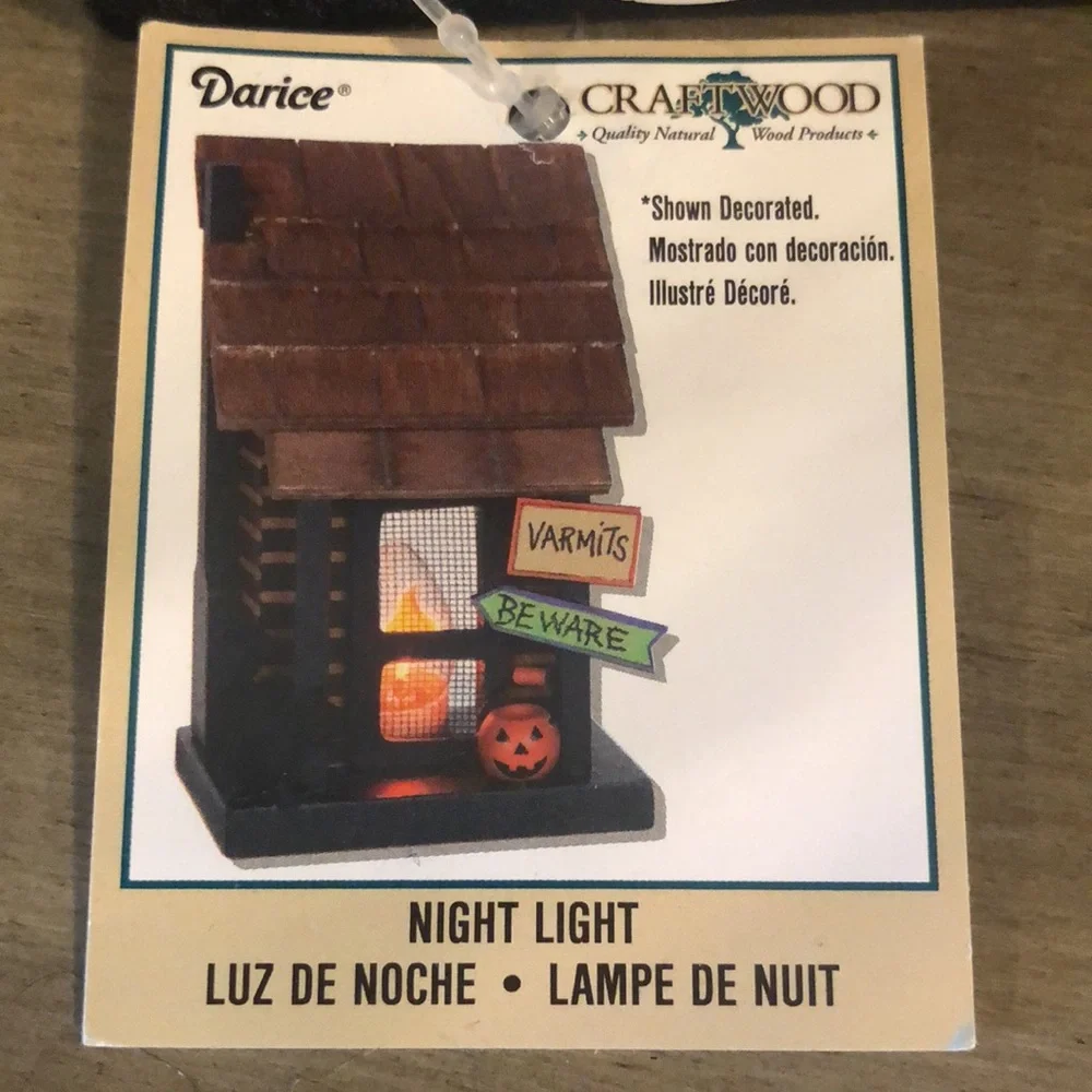 DARICE CRAFTWOOD MINIATURE FIREPLACE, SNOW HOUSE AND LOG HOUSE NIGHT LIGHT